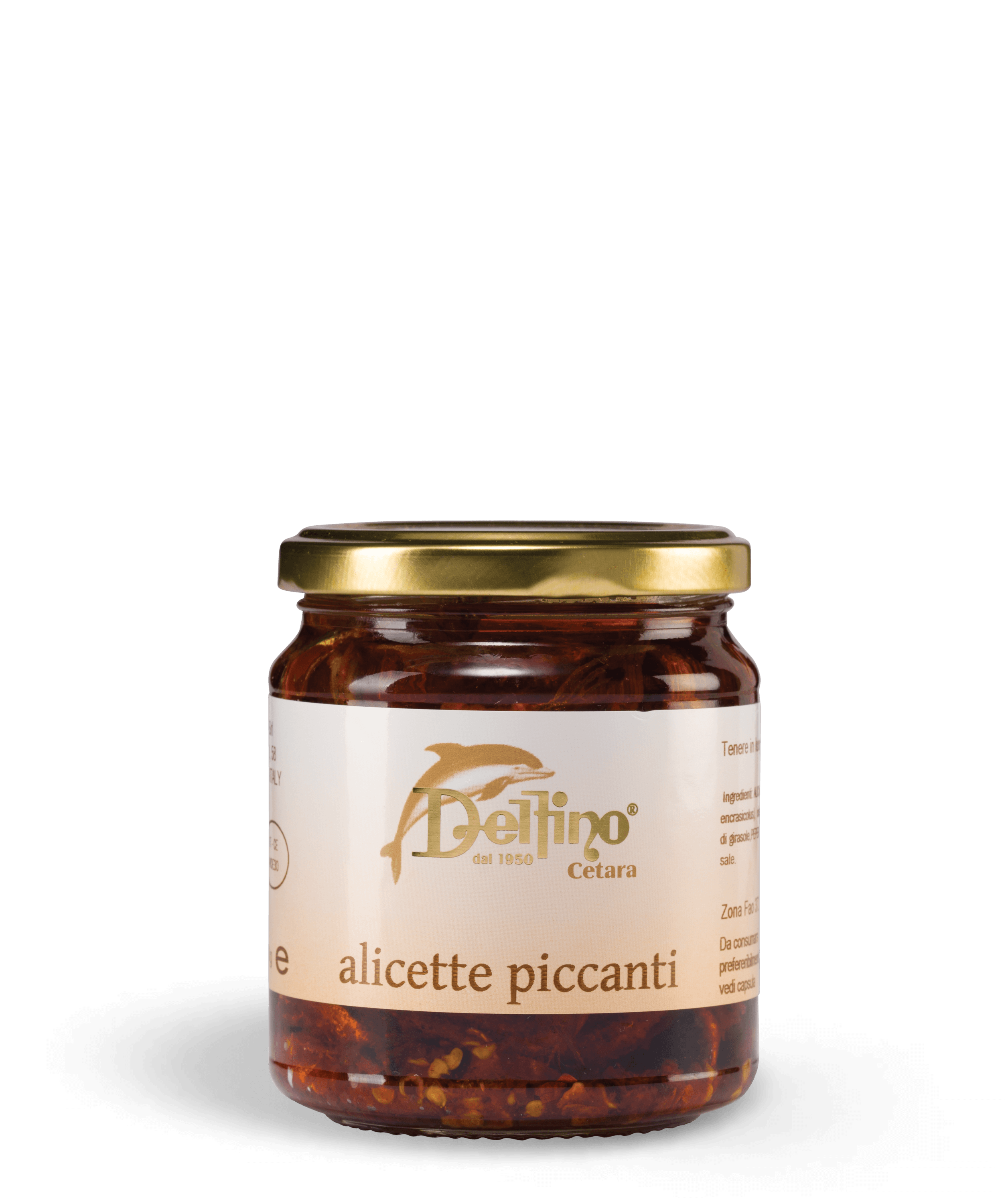 Alicette Piccanti Linea Mare Delfino Battista - Filetti di Alici di Cetara con peperoncino piccante